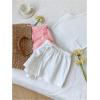 imageMakeMeChic Womens 2 Pack Linen Shorts Summer Beach Pajama Boxer ShortsWhite Pink