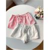 imageMakeMeChic Womens 2 Pack Linen Shorts Summer Beach Pajama Boxer ShortsWhite Pink