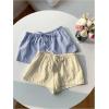 imageMakeMeChic Womens 2 Pack Linen Shorts Summer Beach Pajama Boxer ShortsYellow Blue