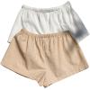 imageMakeMeChic Womens 2 Pack Linen Shorts Summer Beach Pajama Boxer ShortsYellow White