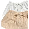 imageMakeMeChic Womens 2 Pack Linen Shorts Summer Beach Pajama Boxer ShortsYellow White