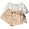 imageMakeMeChic Womens 2 Pack Linen Shorts Summer Beach Pajama Boxer ShortsYellow White