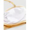 imageMakeMeChic Womens 2 Piece Bikini Sets Metallic High Waisted Ruched Halter Tie Side Swim Bathing SuitGold