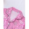 imageMakeMeChic Womens 2 Piece Pajama Set Graphic Short Sleeve Button Down Shirt and Shorts Set SleepwearHot Pink