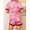 imageMakeMeChic Womens 2 Piece Pajama Set Graphic Short Sleeve Button Down Shirt and Shorts Set SleepwearMulticolor B