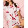 imageMakeMeChic Womens 2 Piece Pajama Set Graphic Short Sleeve Button Down Shirt and Shorts Set SleepwearMulticolor C