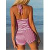 imageMakeMeChic Womens 2 Piece Tankini Swimsuit Striped Halter Tummy Control High Waisted SwimsuitPink