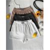 imageMakeMeChic Womens 3 Pack Linen Shorts Summer Comfy Sleep Pajama Boxer ShortsPlus Black White Khaki