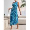 imageMakeMeChic Womens Casual Striped Cut Out One Shoulder Sleeveless High Waist Summer A Line Maxi DressesBlue