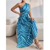 imageMakeMeChic Womens Casual Striped Cut Out One Shoulder Sleeveless High Waist Summer A Line Maxi DressesBlue