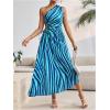 imageMakeMeChic Womens Casual Striped Cut Out One Shoulder Sleeveless High Waist Summer A Line Maxi DressesBlue