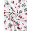 imageMakeMeChic Womens Cherry Print Midi Dress Cap Sleeve V Neck Contrast Binding DressesWhite and Red