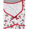 imageMakeMeChic Womens Cherry Print Midi Dress Cap Sleeve V Neck Contrast Binding DressesWhite and Red