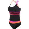 imageMakeMeChic Womens Colorblock Tankini Set Scoop Neck Criss Cross Bathing Suit SwimsuitBlack