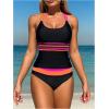 imageMakeMeChic Womens Colorblock Tankini Set Scoop Neck Criss Cross Bathing Suit SwimsuitBlack