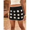 imageMakeMeChic Womens Crochet Skirts Tie Front Summer Beach Cover Up Floral Mini SkirtBlack and White