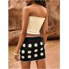 imageMakeMeChic Womens Crochet Skirts Tie Front Summer Beach Cover Up Floral Mini SkirtBlack and White