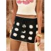 imageMakeMeChic Womens Crochet Skirts Tie Front Summer Beach Cover Up Floral Mini SkirtBlack and White