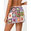 imageMakeMeChic Womens Crochet Skirts Tie Front Summer Beach Cover Up Floral Mini SkirtMulticolor