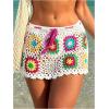 imageMakeMeChic Womens Crochet Skirts Tie Front Summer Beach Cover Up Floral Mini SkirtMulticolor B
