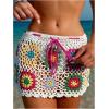 imageMakeMeChic Womens Crochet Skirts Tie Front Summer Beach Cover Up Floral Mini SkirtMulticolor B