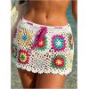 imageMakeMeChic Womens Crochet Skirts Tie Front Summer Beach Cover Up Floral Mini SkirtMulticolor B