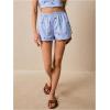 imageMakeMeChic Womens Elastic Waist Shorts Straight Leg Eyelet Embroidery Summer Casual ShortsBlue and White