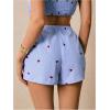 imageMakeMeChic Womens Elastic Waist Shorts Straight Leg Eyelet Embroidery Summer Casual ShortsBlue and White