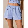 imageMakeMeChic Womens Elastic Waist Shorts Straight Leg Eyelet Embroidery Summer Casual ShortsBlue and White