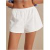 imageMakeMeChic Womens Elastic Waist Shorts Straight Leg Eyelet Embroidery Summer Casual ShortsWhite