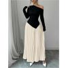 imageMakeMeChic Womens Elegant One Shoulder Ruched Maxi Dress Pleated Ruffle Hem Fit and Flare DressesApricot