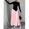 imageMakeMeChic Womens Elegant One Shoulder Ruched Maxi Dress Pleated Ruffle Hem Fit and Flare DressesPink