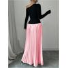 imageMakeMeChic Womens Elegant One Shoulder Ruched Maxi Dress Pleated Ruffle Hem Fit and Flare DressesPink
