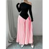 imageMakeMeChic Womens Elegant One Shoulder Ruched Maxi Dress Pleated Ruffle Hem Fit and Flare DressesPink
