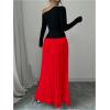 imageMakeMeChic Womens Elegant One Shoulder Ruched Maxi Dress Pleated Ruffle Hem Fit and Flare DressesRed