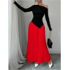 imageMakeMeChic Womens Elegant One Shoulder Ruched Maxi Dress Pleated Ruffle Hem Fit and Flare DressesRed