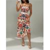 imageMakeMeChic Womens Floral Flowy Beach Dress Boho Smocked Dresses Sleeveless Maxi SundressMulticolor