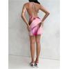 imageMakeMeChic Womens Floral Halter Backless Dress Ring Sleeveless Summer Mini DressesPink