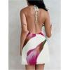 imageMakeMeChic Womens Floral Halter Backless Dress Ring Sleeveless Summer Mini DressesWhite