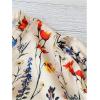 imageMakeMeChic Womens Floral Notched Blouse Puff Sleeve Ruffle Hem Summer Shirt TopsApricot