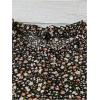 imageMakeMeChic Womens Floral Notched Blouse Puff Sleeve Ruffle Hem Summer Shirt TopsBlack