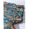 imageMakeMeChic Womens Floral Notched Blouse Puff Sleeve Ruffle Hem Summer Shirt TopsBlue Multicolor