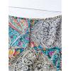 imageMakeMeChic Womens Floral Notched Blouse Puff Sleeve Ruffle Hem Summer Shirt TopsBlue Multicolor