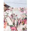 imageMakeMeChic Womens Floral Notched Blouse Puff Sleeve Ruffle Hem Summer Shirt TopsPink
