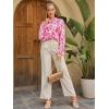imageMakeMeChic Womens Floral Print Long Sleeve Ruffle High Neck Blouse Shirt TopHot Pink 1