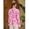 imageMakeMeChic Womens Floral Print Long Sleeve Ruffle High Neck Blouse Shirt TopHot Pink 1