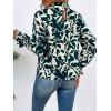 imageMakeMeChic Womens Floral Print Long Sleeve Ruffle High Neck Blouse Shirt TopLeaf Green