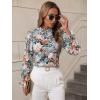 imageMakeMeChic Womens Floral Print Long Sleeve Ruffle High Neck Blouse Shirt TopLight Floral