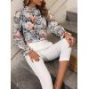 imageMakeMeChic Womens Floral Print Long Sleeve Ruffle High Neck Blouse Shirt TopLight Floral
