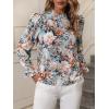 imageMakeMeChic Womens Floral Print Long Sleeve Ruffle High Neck Blouse Shirt TopLight Floral